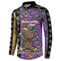Voodoo Doll Mardi Gras Button Sweatshirt Throw Me Something Mister Glitter Effect