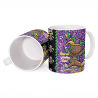 Voodoo Doll Mardi Gras Ceramic Mug Throw Me Something Mister Glitter Effect
