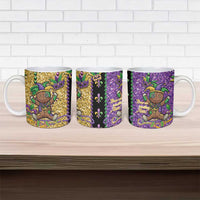Voodoo Doll Mardi Gras Ceramic Mug Throw Me Something Mister Glitter Effect