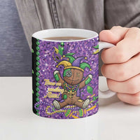 Voodoo Doll Mardi Gras Ceramic Mug Throw Me Something Mister Glitter Effect