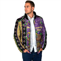 Voodoo Doll Mardi Gras Padded Jacket Throw Me Something Mister Glitter Effect