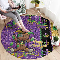 Voodoo Doll Mardi Gras Round Carpet Throw Me Something Mister Glitter Effect