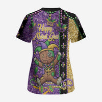 Voodoo Doll Mardi Gras Scrub Top Throw Me Something Mister Glitter Effect