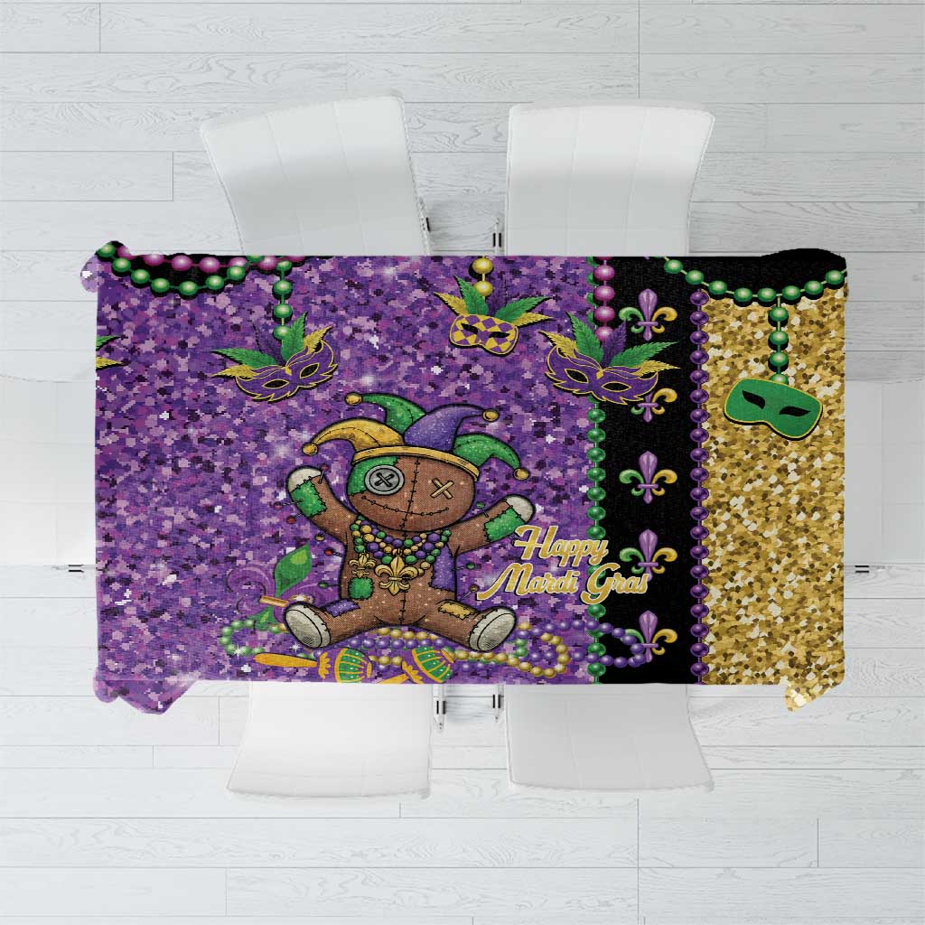 Voodoo Doll Mardi Gras Tablecloth Throw Me Something Mister Glitter Effect