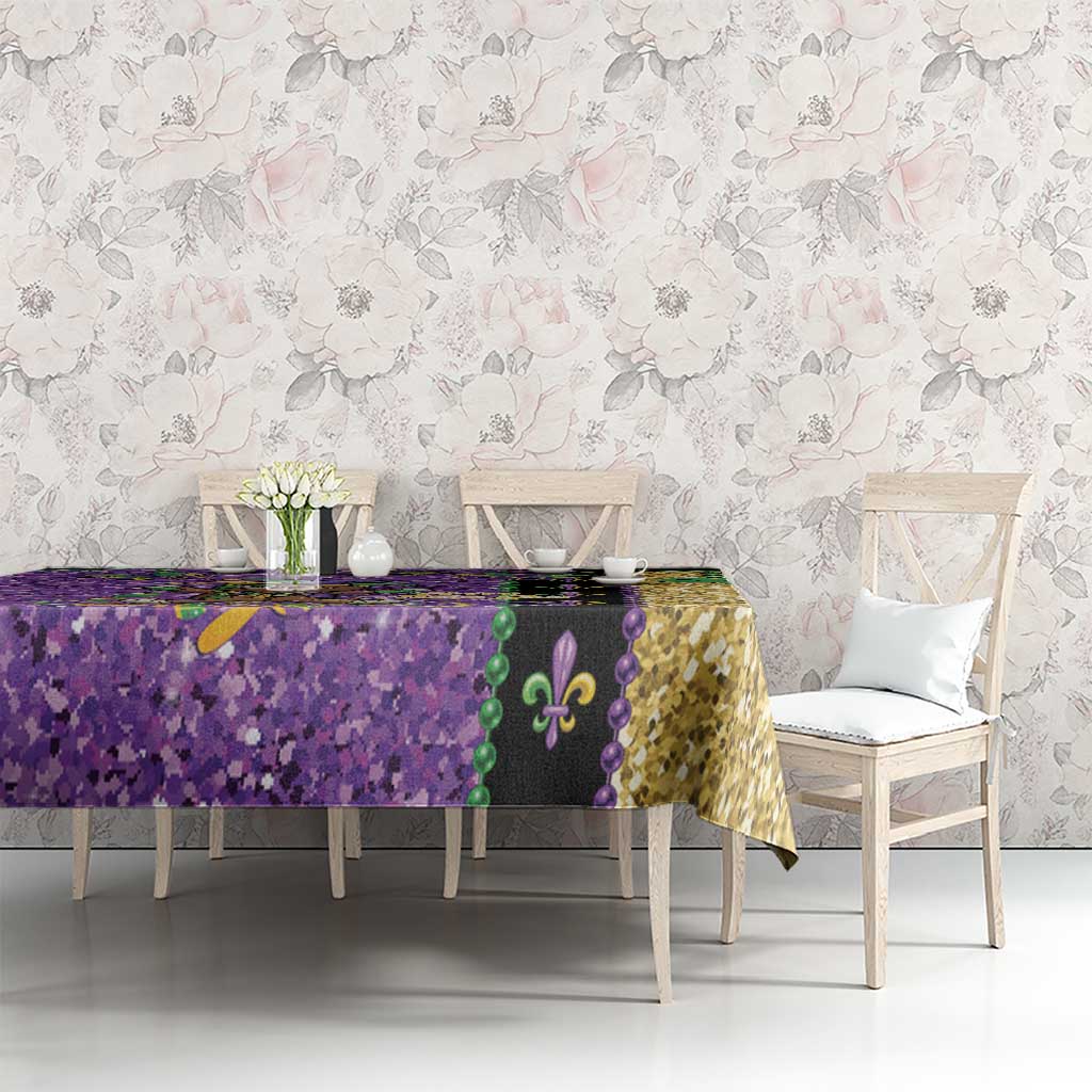 Voodoo Doll Mardi Gras Tablecloth Throw Me Something Mister Glitter Effect