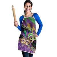 Fleur De Lis Mardi Gras Mask Apron 504 NOLA Carnival Feathers Glitter Effect