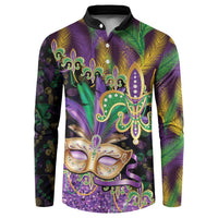 Fleur De Lis Mardi Gras Mask Button Sweatshirt 504 NOLA Carnival Feathers Glitter Effect