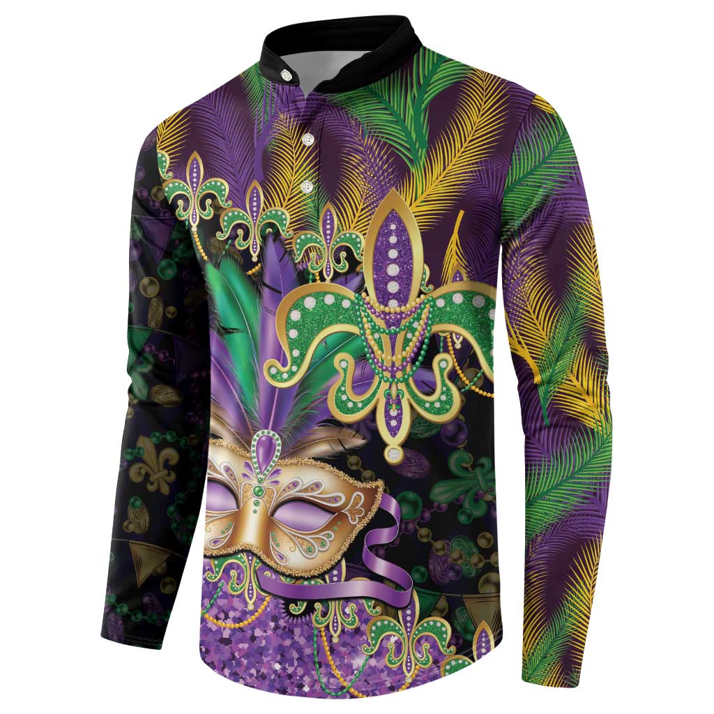 Fleur De Lis Mardi Gras Mask Button Sweatshirt 504 NOLA Carnival Feathers Glitter Effect