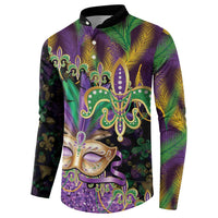 Fleur De Lis Mardi Gras Mask Button Sweatshirt 504 NOLA Carnival Feathers Glitter Effect