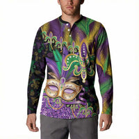 Fleur De Lis Mardi Gras Mask Button Sweatshirt 504 NOLA Carnival Feathers Glitter Effect