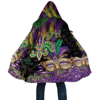 Fleur De Lis Mardi Gras Mask Cloak 504 NOLA Carnival Feathers Glitter Effect