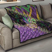 Fleur De Lis Mardi Gras Mask Quilt 504 NOLA Carnival Feathers Glitter Effect