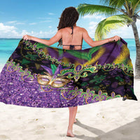 Fleur De Lis Mardi Gras Mask Sarong 504 NOLA Carnival Feathers Glitter Effect