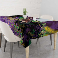 Fleur De Lis Mardi Gras Mask Tablecloth 504 NOLA Carnival Feathers Glitter Effect