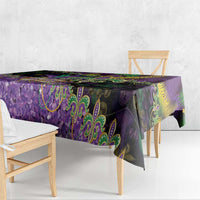 Fleur De Lis Mardi Gras Mask Tablecloth 504 NOLA Carnival Feathers Glitter Effect