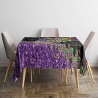 Fleur De Lis Mardi Gras Mask Tablecloth 504 NOLA Carnival Feathers Glitter Effect