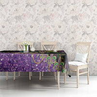 Fleur De Lis Mardi Gras Mask Tablecloth 504 NOLA Carnival Feathers Glitter Effect