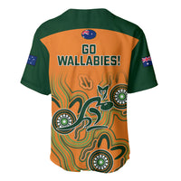 Australia rugby baseball jersey, green shoulders and orange back, Go Wallabies! print.