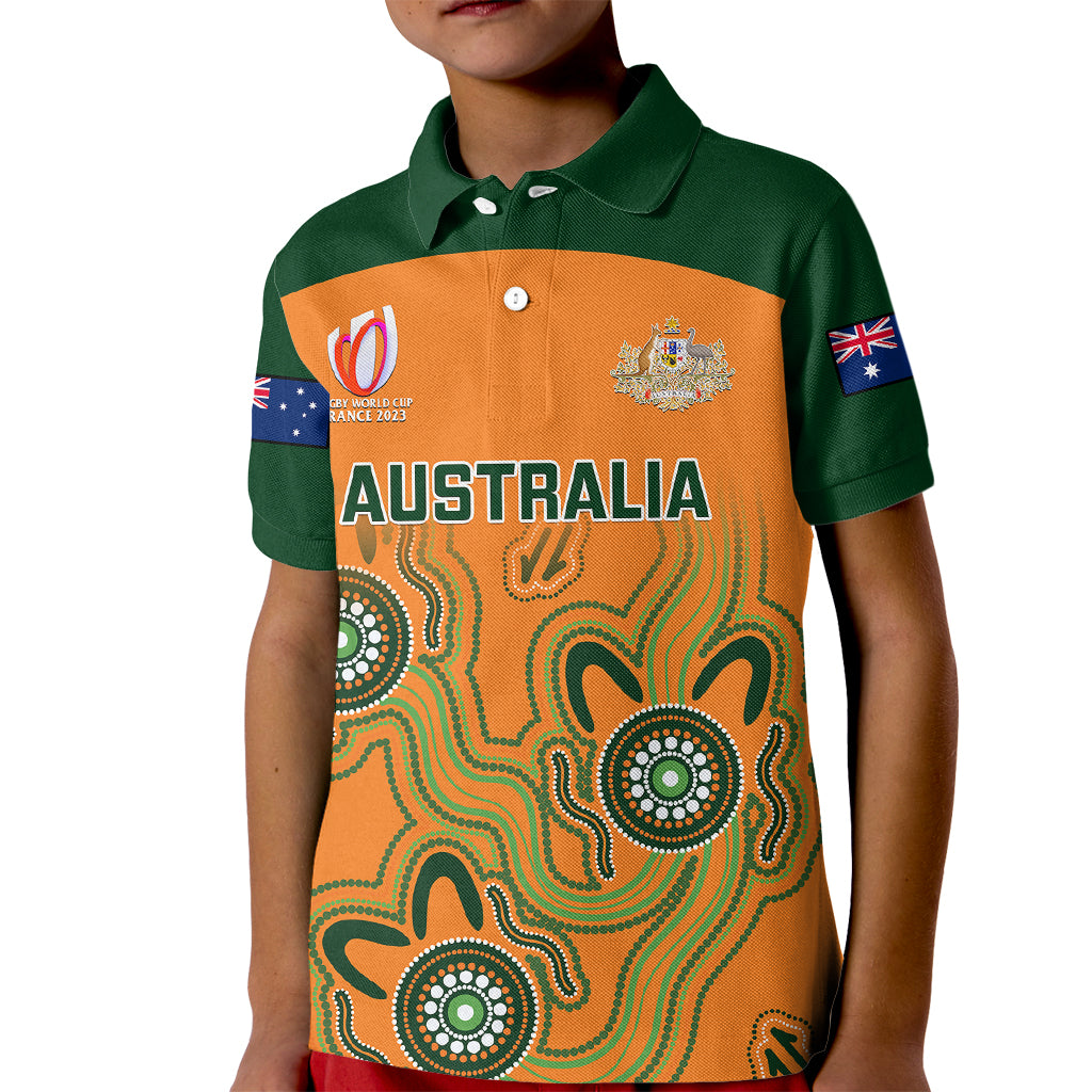 Australia Rugby Kid Polo Shirt 2023 Go Wallabies Aboriginal World Cup - Wonder Print Shop