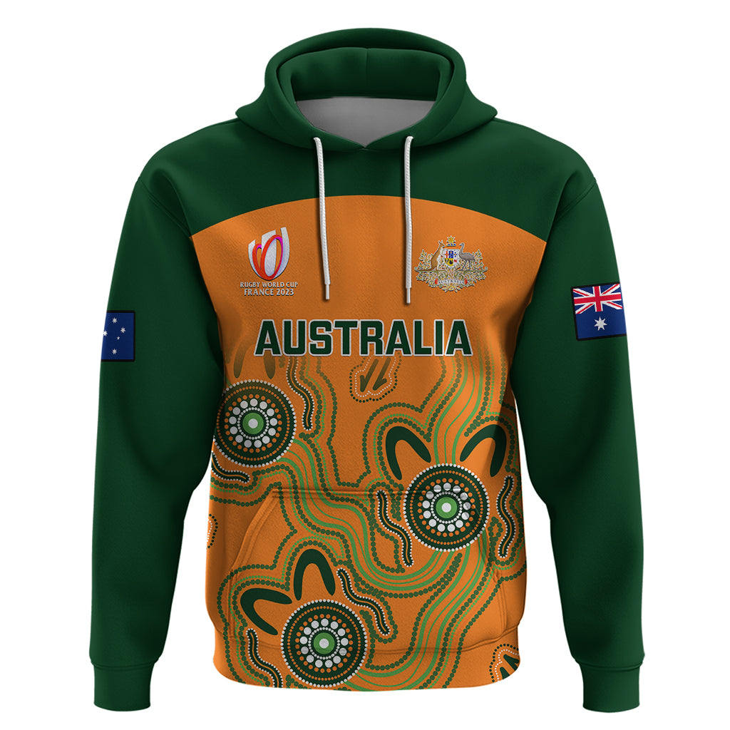 Personalised Australia Rugby Hoodie 2023 Go Wallabies Aboriginal World Cup - Wonder Print Shop