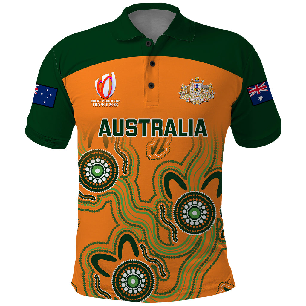 Personalised Australia Rugby Polo Shirt 2023 Go Wallabies Aboriginal World Cup - Wonder Print Shop