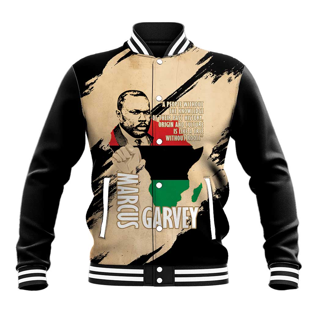 Marcus Garvey Day Baseball Jacket UNIA Flag Mix African Map - Wonder Print Shop
