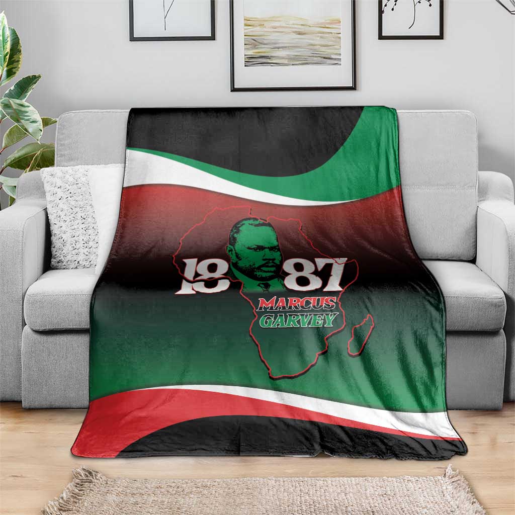 Marcus Garvey 1887 Blanket African Map Curves Style - Wonder Print Shop