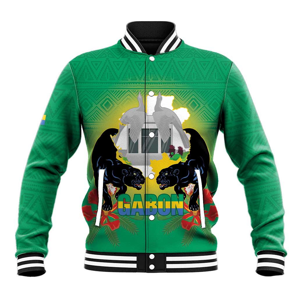 Gabon Independence Day Baseball Jacket Memorial Leon Mba Monument - Wonder Print Shop