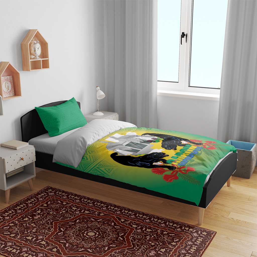 Gabon Independence Day Bedding Set Memorial Leon Mba Monument - Wonder Print Shop