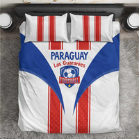 Paraguay football bedding set with white, blue, and red emblem and matching pillowcases