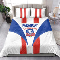 Paraguay football duvet and pillowcases, white base with blue center shield and red stripes