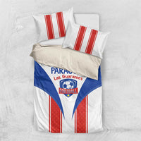 Paraguay football duvet and pillowcases set with blue emblem panel and red striped detailing