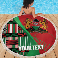Custom Kenya Cricket Beach Blanket Come On Simbas Kente Pattern - Wonder Print Shop