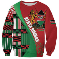 Custom Kenya Cricket Sweatshirt Come On Simbas Kente Pattern - Wonder Print Shop