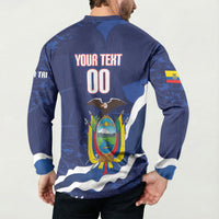 Custom Ecuador 2026 Football Button Sweatshirt Come On La Tri Grunge Style
