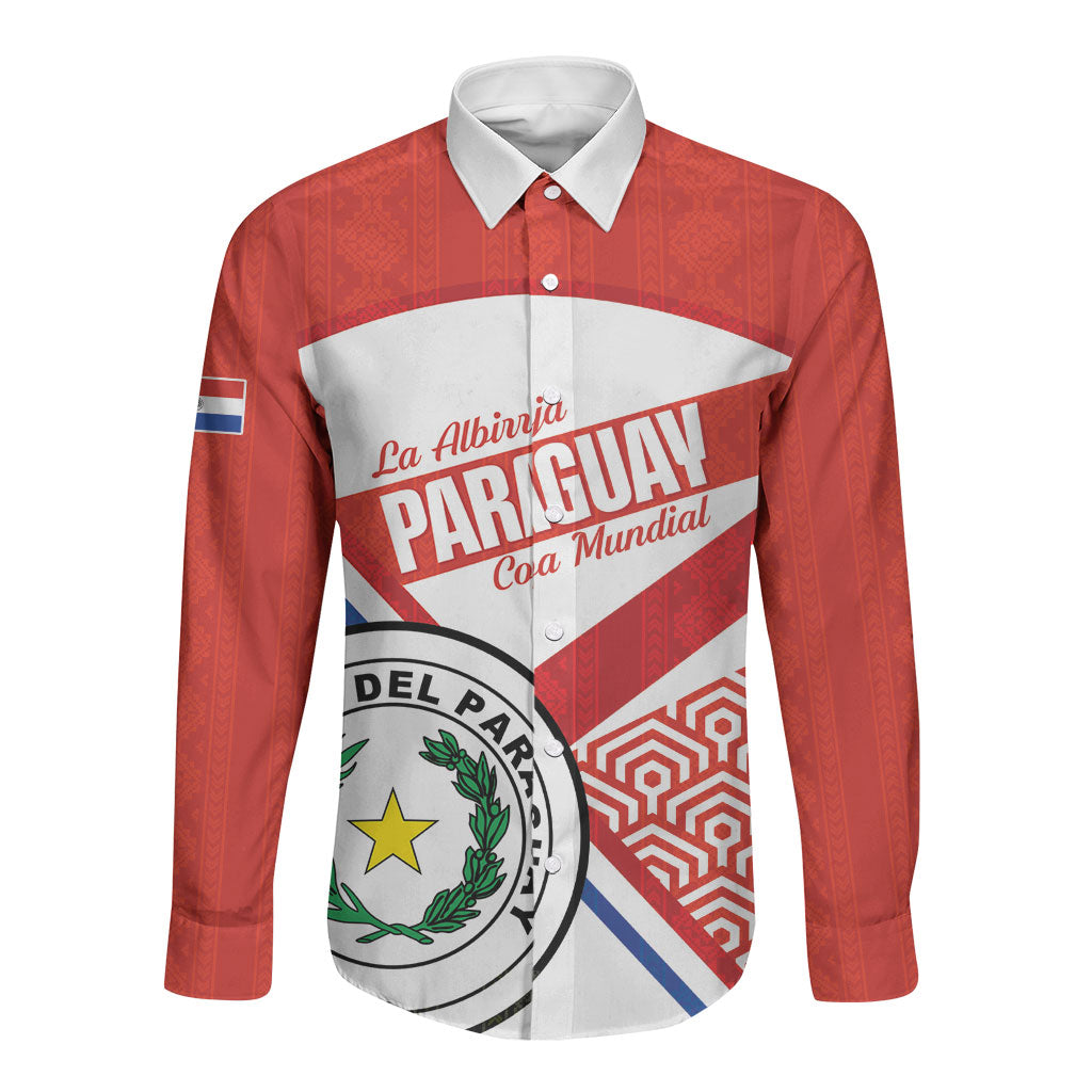 Custom Paraguay 2026 Football Long Sleeve Button Shirt Come On La Albirroja