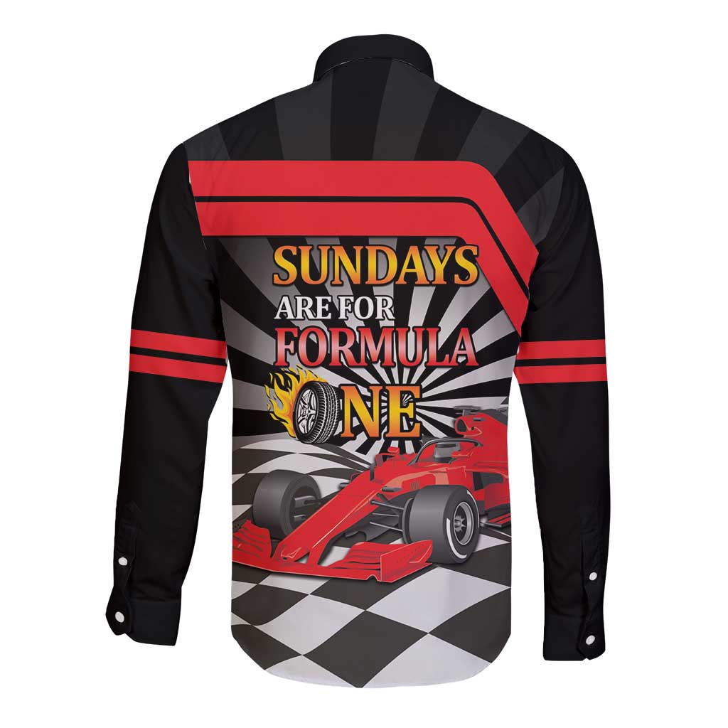 Sundays Are For Formula Racing Long Sleeve Button Shirt - Wonder Print Shop
