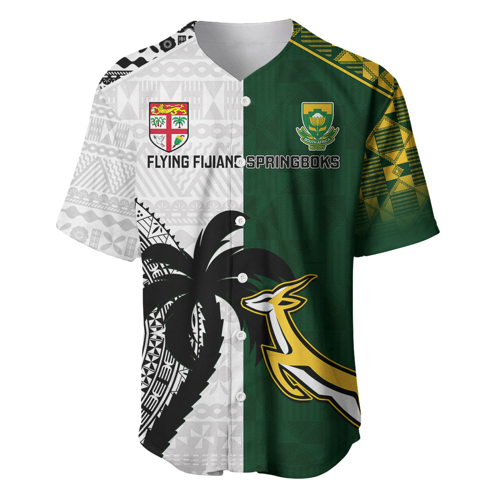 South Africa And Fiji Rugby Baseball Jersey 2023 World Cup Fijian Tapa With Kente Pattern - Wonder Print Shop