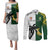 South Africa And Fiji Rugby Couples Matching Puletasi Dress and Long Sleeve Button Shirts 2023 World Cup Fijian Tapa With Kente Pattern - Wonder Print Shop