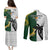 South Africa And Fiji Rugby Couples Matching Puletasi Dress and Long Sleeve Button Shirts 2023 World Cup Fijian Tapa With Kente Pattern - Wonder Print Shop