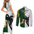 South Africa And Fiji Rugby Couples Matching Short Sleeve Bodycon Dress and Long Sleeve Button Shirts 2023 World Cup Fijian Tapa With Kente Pattern - Wonder Print Shop