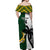 Custom South Africa And Fiji Rugby Off Shoulder Maxi Dress 2023 World Cup Fijian Tapa With Kente Pattern - Wonder Print Shop