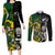 South Africa And Aotearoa Rugby Couples Matching Long Sleeve Bodycon Dress and Long Sleeve Button Shirts 2023 Springboks Kente Combine All Black Maori Fern - Wonder Print Shop