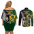 South Africa And Aotearoa Rugby Couples Matching Off Shoulder Short Dress and Long Sleeve Button Shirts 2023 Springboks Kente Combine All Black Maori Fern - Wonder Print Shop