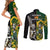 South Africa And Aotearoa Rugby Couples Matching Short Sleeve Bodycon Dress and Long Sleeve Button Shirts 2023 Springboks Kente Combine All Black Maori Fern - Wonder Print Shop