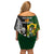 South Africa And Aotearoa Rugby Off Shoulder Short Dress 2023 Springboks Kente Combine All Black Maori Fern - Wonder Print Shop