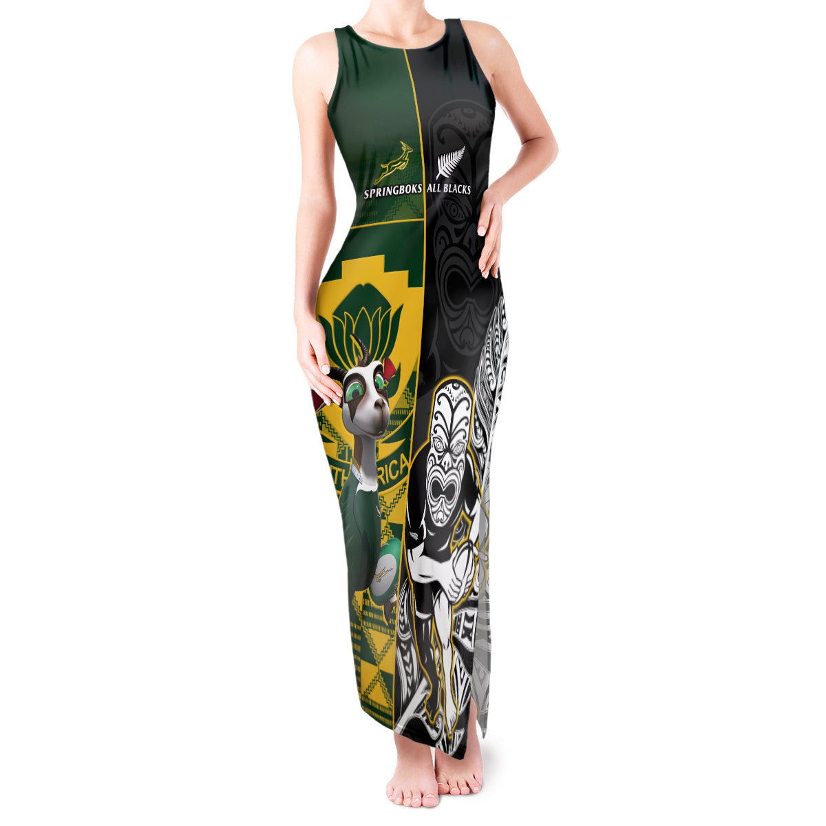 south-africa-and-aotearoa-rugby-tank-maxi-dress-2023-springboks-kente-combine-all-black-maori-fern