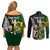 Custom South Africa And Aotearoa Rugby Couples Matching Off Shoulder Short Dress and Long Sleeve Button Shirts 2023 Springboks Kente Combine All Black Maori Fern - Wonder Print Shop