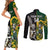 Custom South Africa And Aotearoa Rugby Couples Matching Short Sleeve Bodycon Dress and Long Sleeve Button Shirts 2023 Springboks Kente Combine All Black Maori Fern - Wonder Print Shop