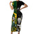 Custom South Africa And Aotearoa Rugby Short Sleeve Bodycon Dress 2023 Springboks Kente Combine All Black Maori Fern - Wonder Print Shop